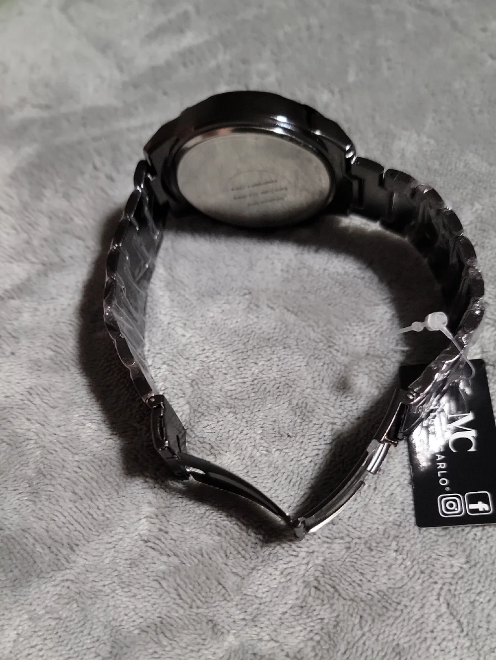 NEW Gun Metal Black Gold Mens Chunky 50mm Quartz Watch 3 Link Band Montres Carlo
